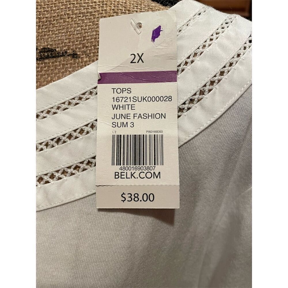 Kim Rogers Women's 2XL White  Blouse Lace Detail Summer - Picture 4 of 9